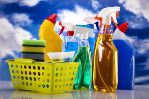 Carpet cleaning technician preparing equipment safely